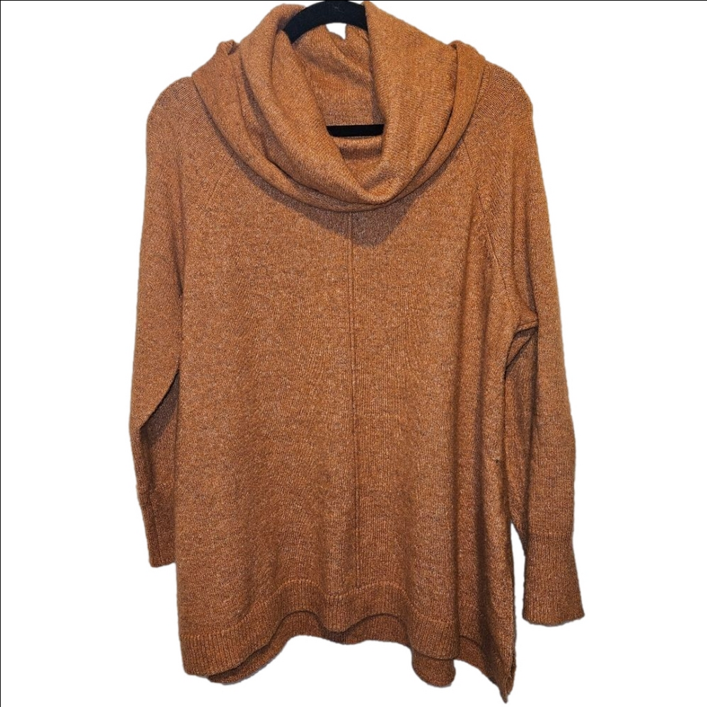 Max Studio Size 1X Orange Cowl Neck Sweater EUC